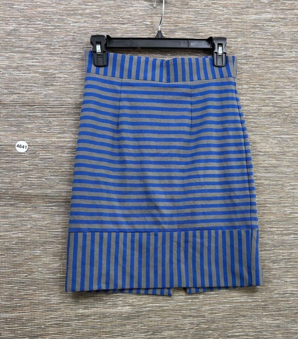 Plenty By Tracy Reese Skirt Womens Size 4 Blue Stripe Knit Pencil Stretch